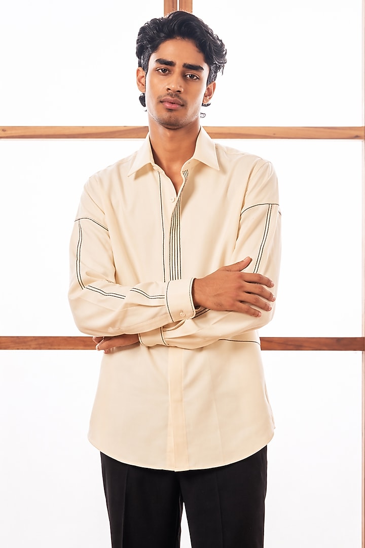 Off-White Imported Polyester Party Wear Shirt by Rohit Doshi at Pernia's Pop Up Shop