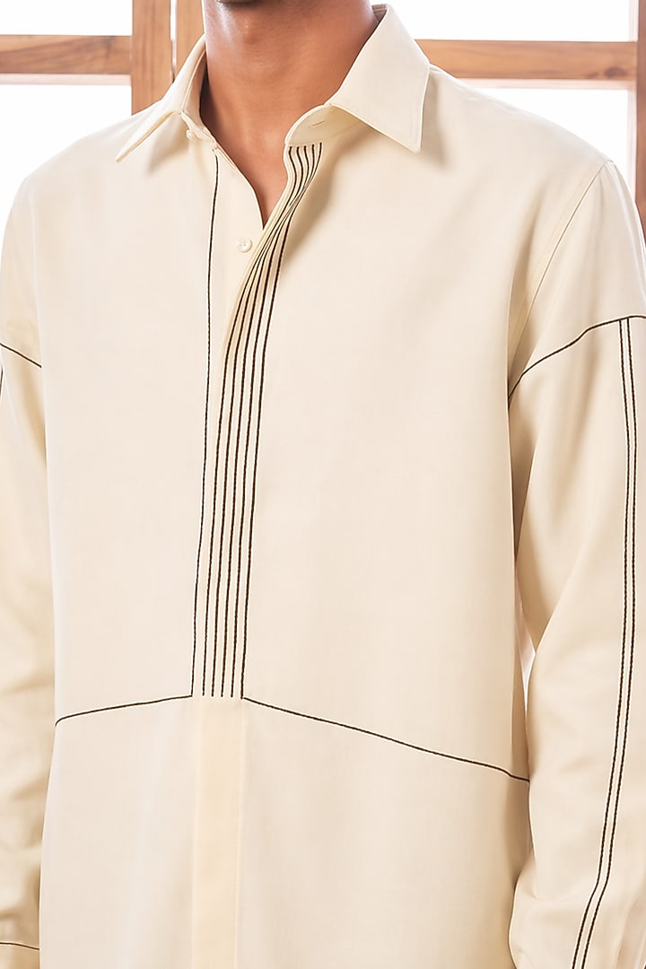 Off-White Imported Polyester Party Wear Shirt by Rohit Doshi at Pernia's Pop Up Shop