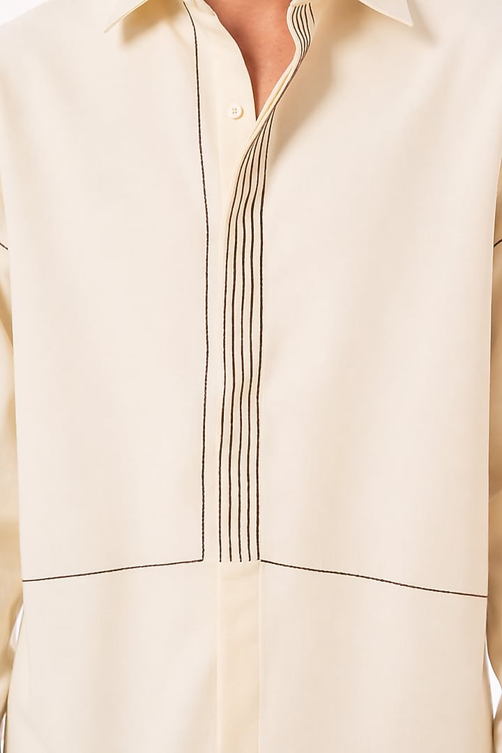 Off-White Imported Polyester Party Wear Shirt by Rohit Doshi at Pernia's Pop Up Shop