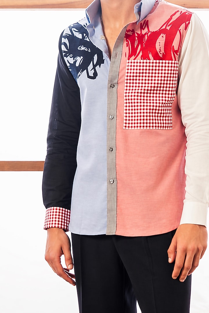 Multi-Colored Cotton Party Wear Shirting Fabric Party Wear Shirt by Rohit Doshi at Pernia's Pop Up Shop