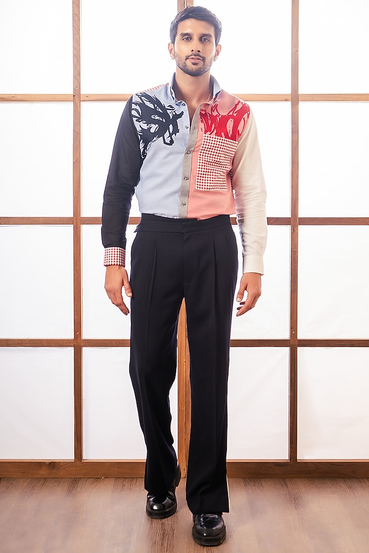 Multi-Colored Cotton Party Wear Shirting Fabric Party Wear Shirt by Rohit Doshi at Pernia's Pop Up Shop