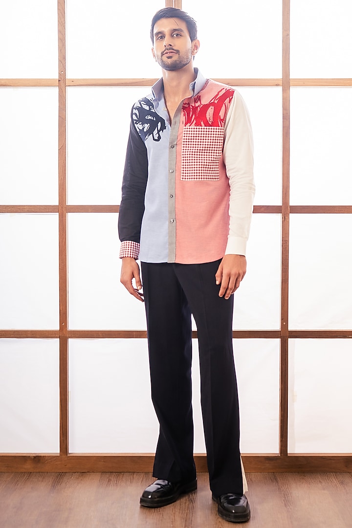 Multi-Colored Cotton Party Wear Shirting Fabric Party Wear Shirt by Rohit Doshi at Pernia's Pop Up Shop