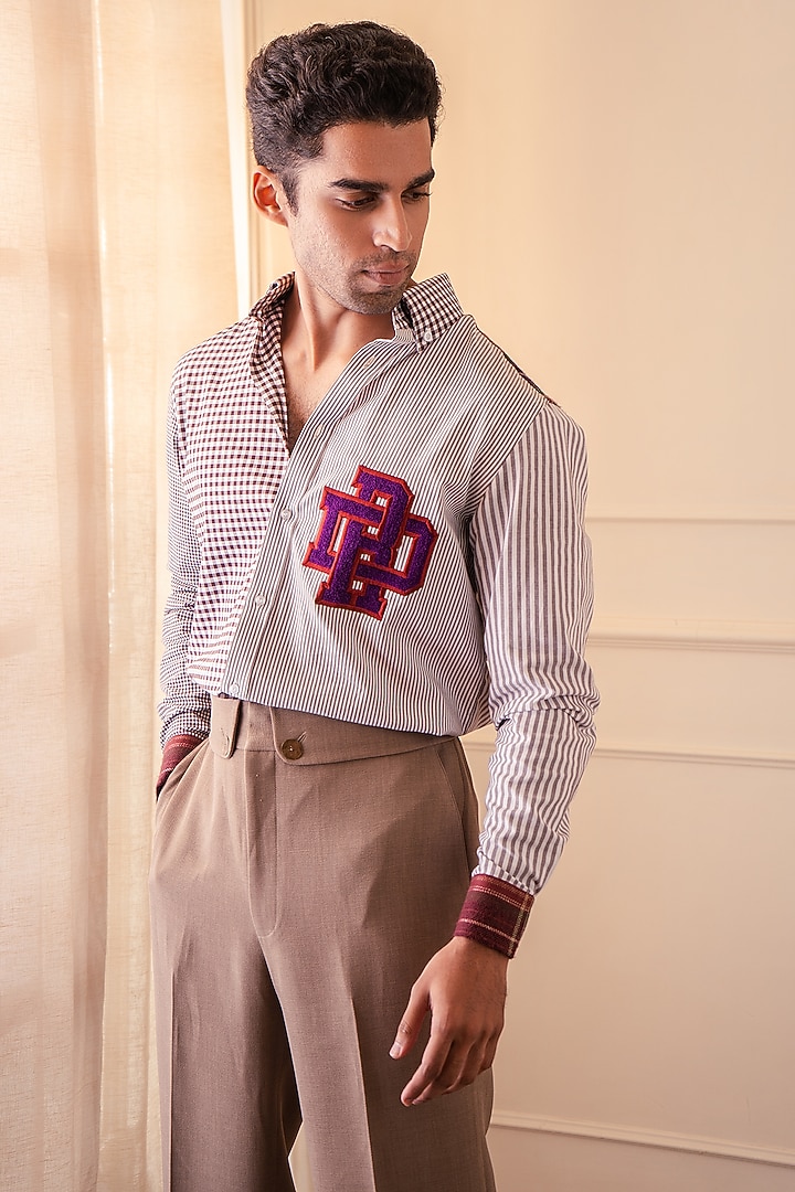 Brown Cotton Party Wear Shirting Fabric Party Wear Shirt by Rohit Doshi at Pernia's Pop Up Shop
