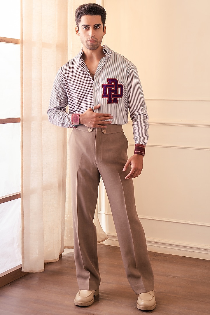 Brown Cotton Party Wear Shirting Fabric Party Wear Shirt by Rohit Doshi at Pernia's Pop Up Shop
