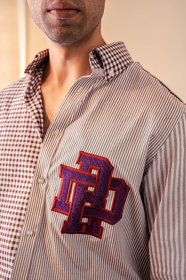 Brown Cotton Party Wear Shirting Fabric Party Wear Shirt by Rohit Doshi at Pernia's Pop Up Shop