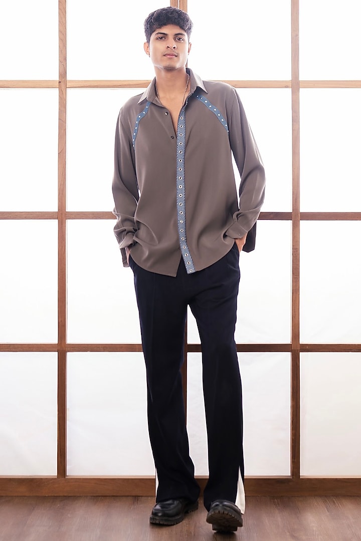 Beige Polyester Party Wear Shirt by Rohit Doshi at Pernia's Pop Up Shop