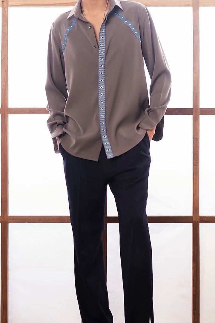 Beige Polyester Party Wear Shirt by Rohit Doshi at Pernia's Pop Up Shop