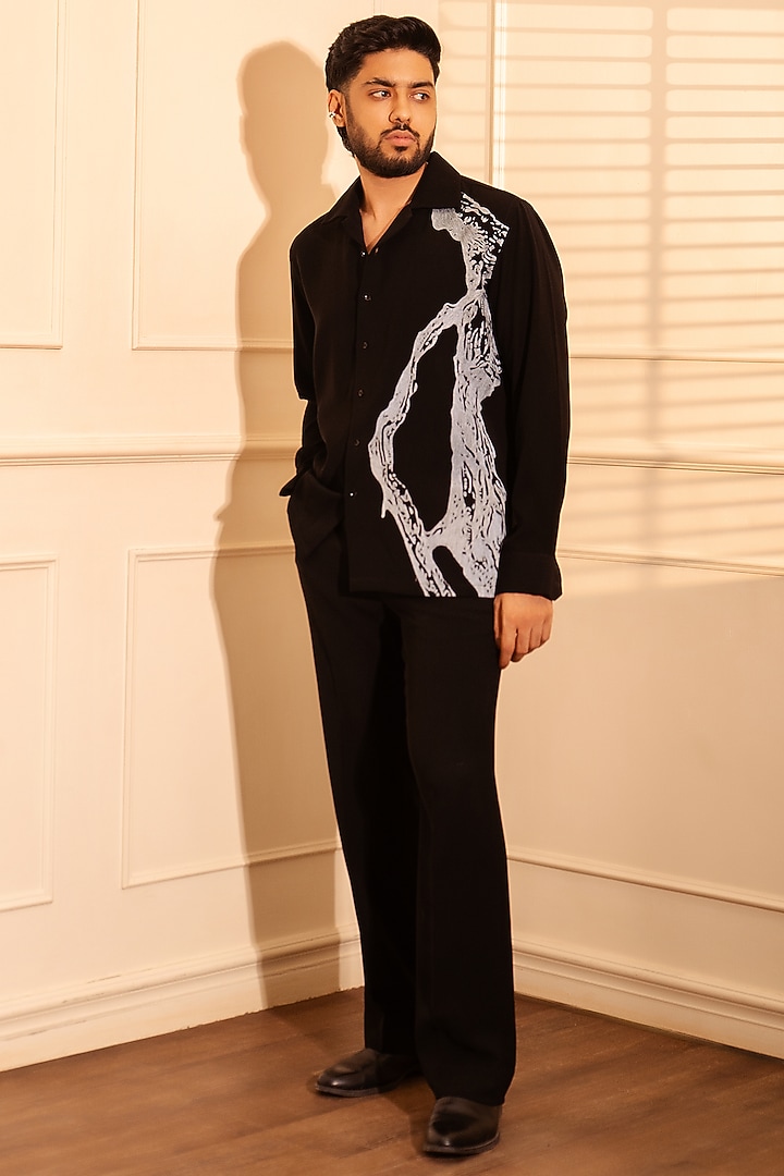 Black Polyester Party Wear Shirt by Rohit Doshi at Pernia's Pop Up Shop