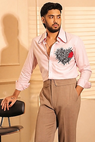 Pink Cotton Oxford Shirt by Rohit Doshi