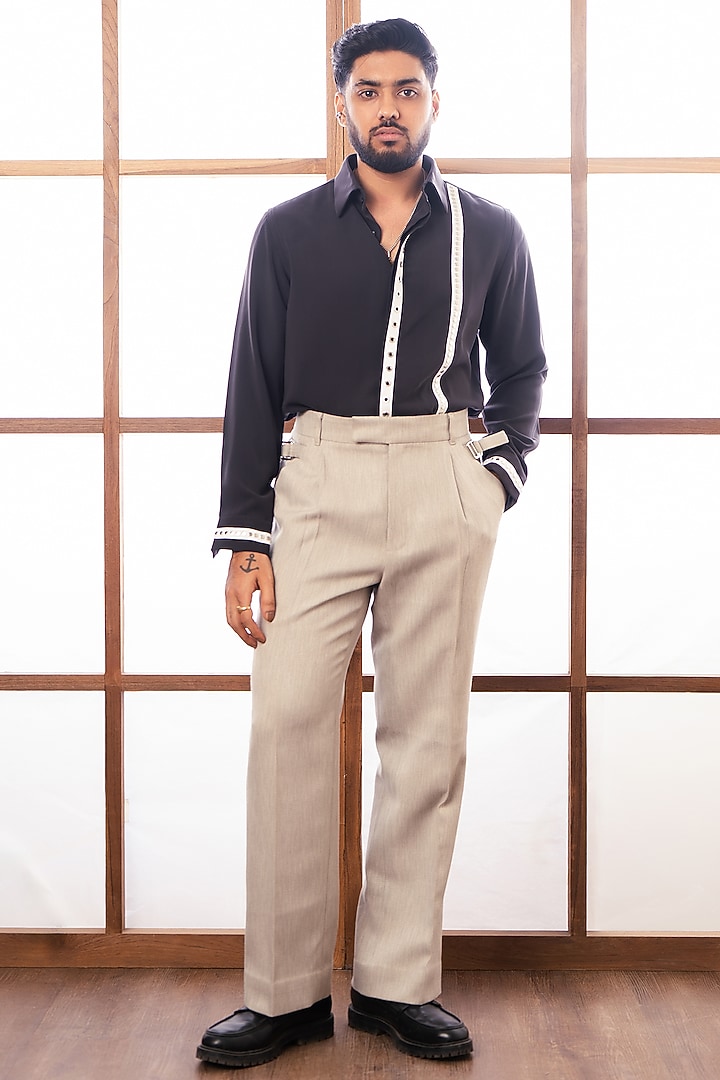 Grey Polyester Party Wear Shirt by Rohit Doshi at Pernia's Pop Up Shop