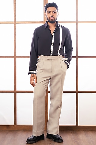 Grey Polyester Shirt by Rohit Doshi