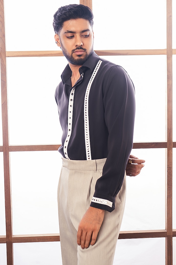 Grey Polyester Party Wear Shirt by Rohit Doshi at Pernia's Pop Up Shop