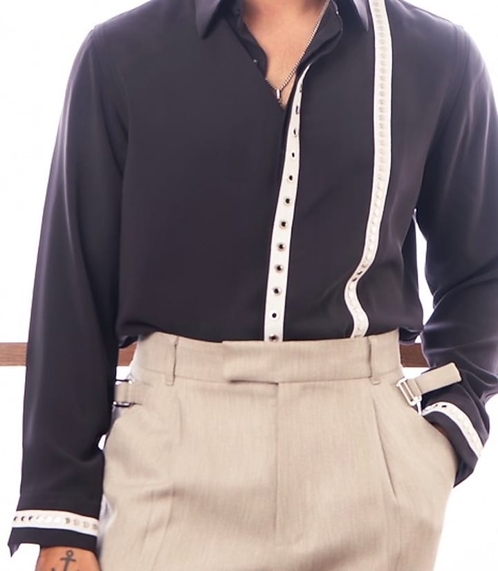 Grey Polyester Party Wear Shirt by Rohit Doshi at Pernia's Pop Up Shop