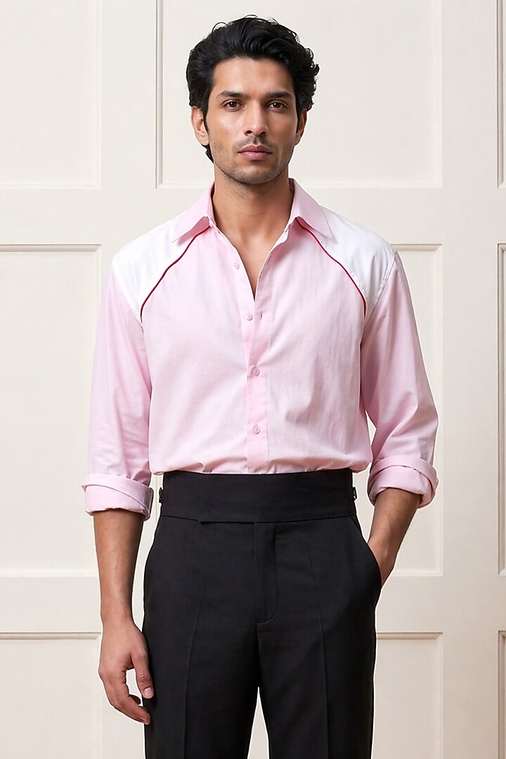Pink Cotton Summer Shirting Fabric Summer Shirt by Rohit Doshi at Pernia's Pop Up Shop
