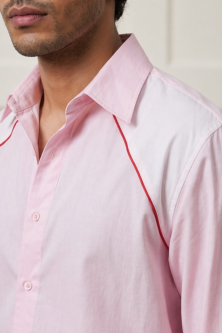 Pink Cotton Summer Shirting Fabric Summer Shirt by Rohit Doshi at Pernia's Pop Up Shop