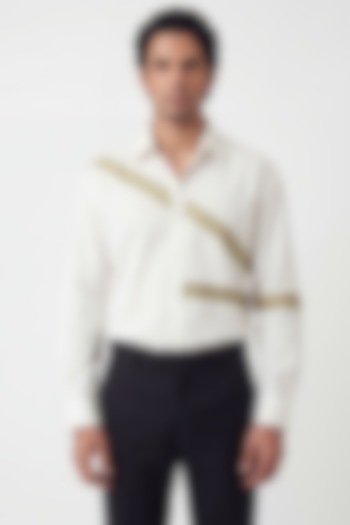 White Cotton Summer Shirting Fabric Summer Shirt by Rohit Doshi at Pernia's Pop Up Shop