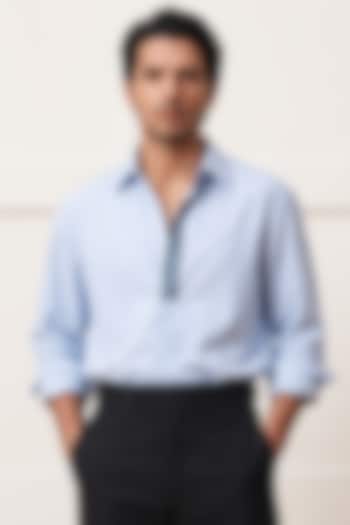 Light Blue Cotton Summer Shirting Fabric Summer Shirt by Rohit Doshi at Pernia's Pop Up Shop