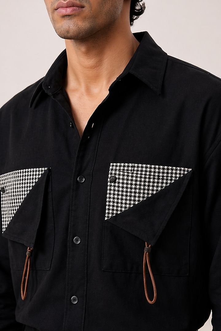 Black Polyester Party Wear Shirt by Rohit Doshi at Pernia's Pop Up Shop