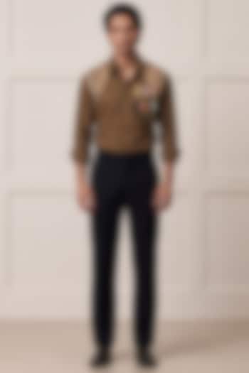 Light Brown Cotton Party Wear Shirting Fabric Party Wear Shirt by Rohit Doshi at Pernia's Pop Up Shop