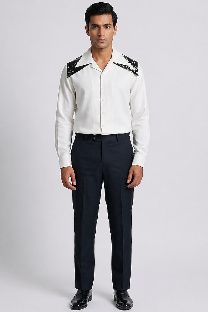 White Poly Matka Party Wear Shirt by Rohit Doshi at Pernia's Pop Up Shop