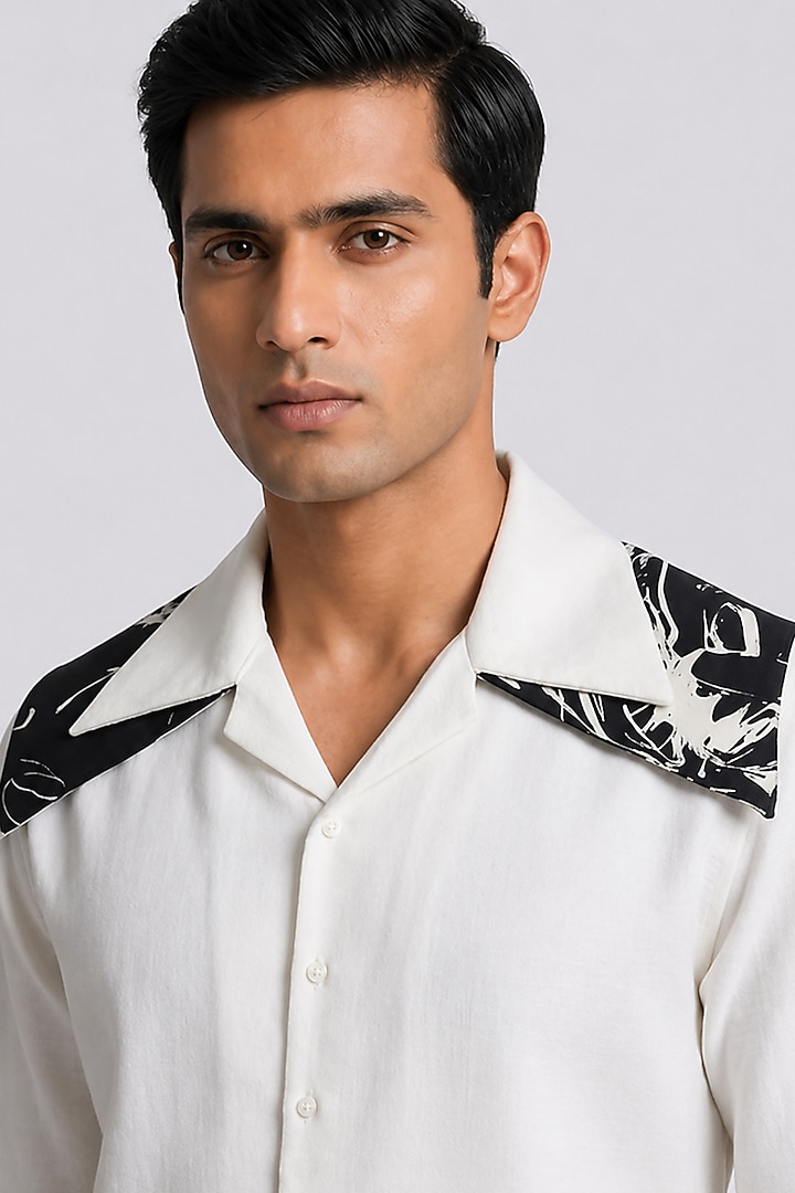 White Poly Matka Party Wear Shirt by Rohit Doshi at Pernia's Pop Up Shop
