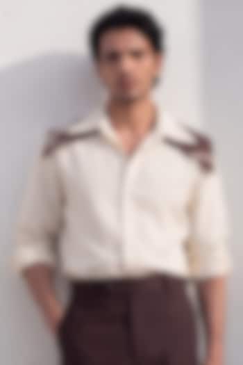 Off-White Poly Matka Party Wear Shirt by Rohit Doshi at Pernia's Pop Up Shop