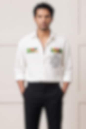 White Cotton Party Wear Shirting Fabric Party Wear Shirt by Rohit Doshi at Pernia's Pop Up Shop