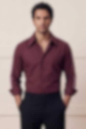 Maroon Cotton Summer Shirting Fabric Summer Shirt by Rohit Doshi at Pernia's Pop Up Shop