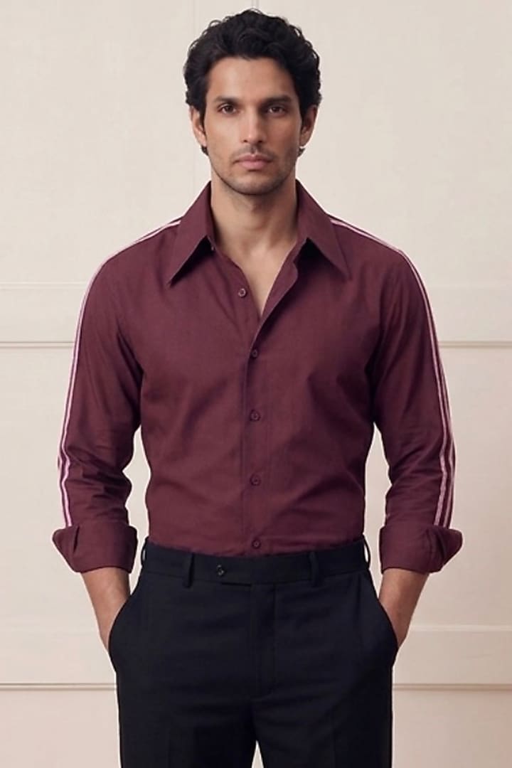 Maroon Cotton Summer Shirting Fabric Summer Shirt by Rohit Doshi at Pernia's Pop Up Shop