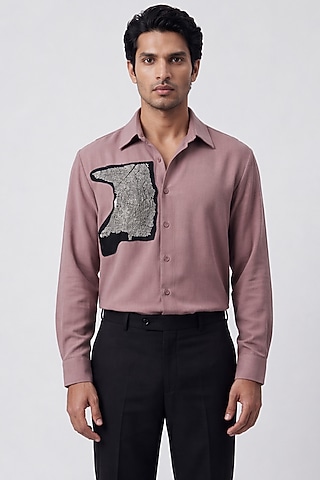 Mauve Polyester Shirt by Rohit Doshi