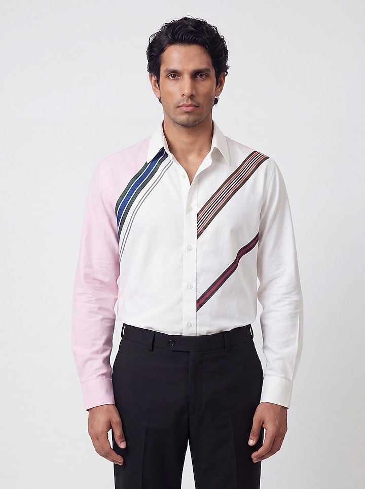 Ivory Cotton Party Wear Shirting Fabric Party Wear Shirt by Rohit Doshi at Pernia's Pop Up Shop