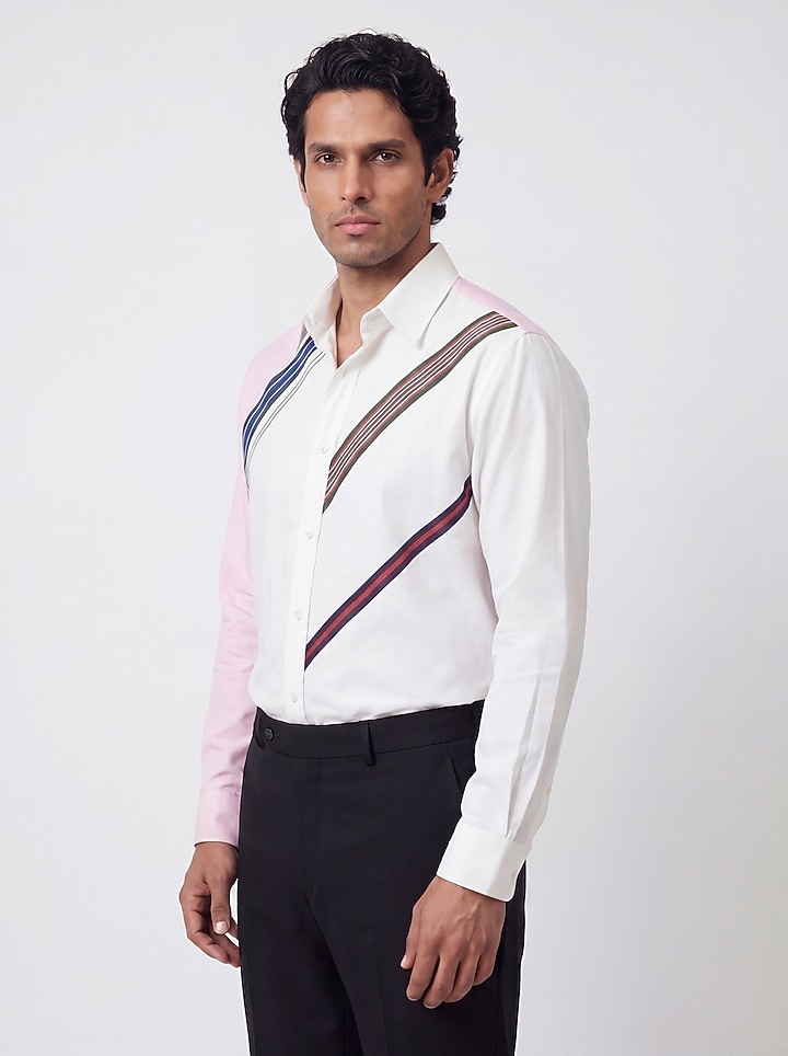 Ivory Cotton Party Wear Shirting Fabric Party Wear Shirt by Rohit Doshi at Pernia's Pop Up Shop