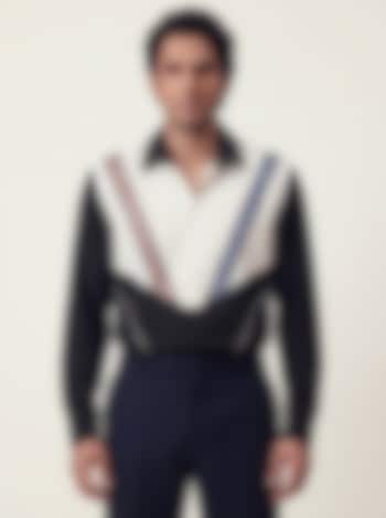 Black & White Polyester Party Wear Shirt by Rohit Doshi at Pernia's Pop Up Shop