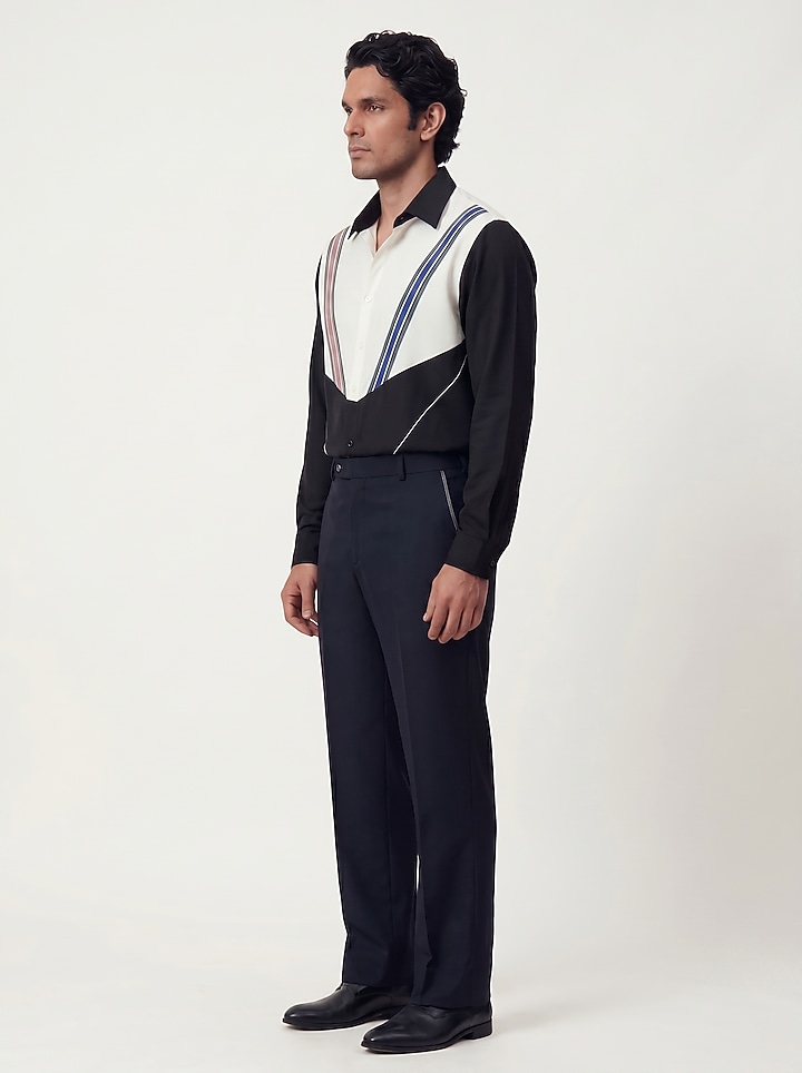 Black & White Polyester Party Wear Shirt by Rohit Doshi at Pernia's Pop Up Shop