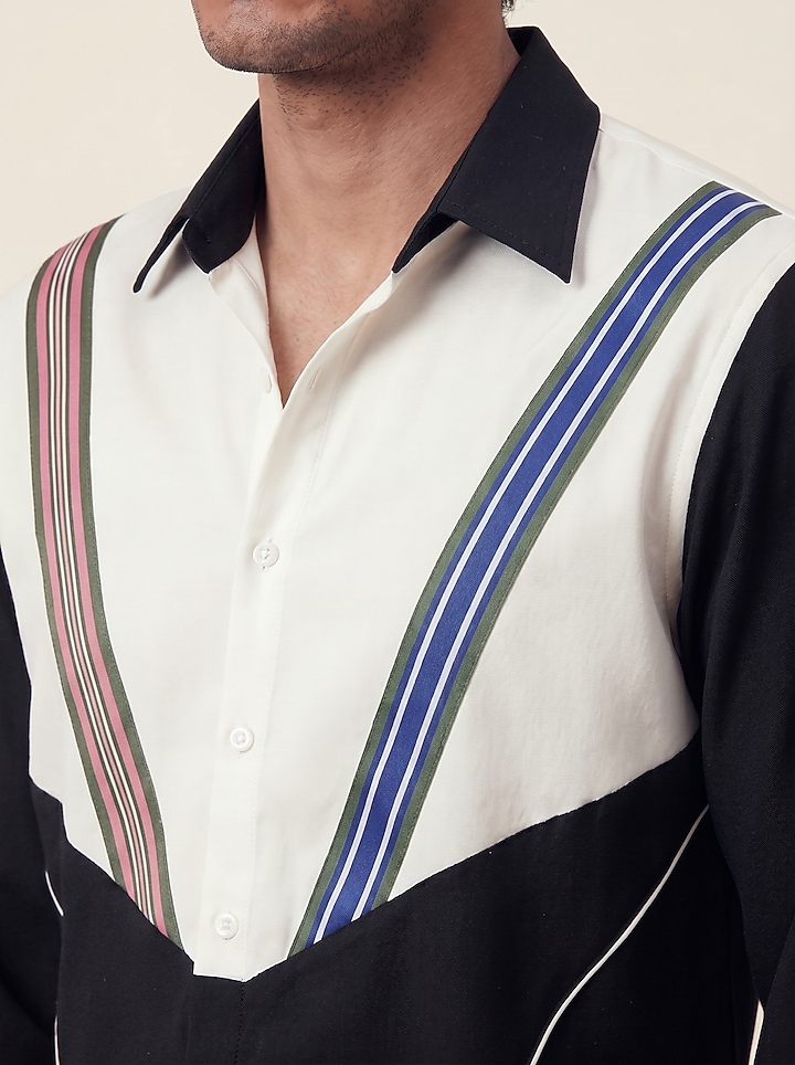 Black & White Polyester Party Wear Shirt by Rohit Doshi at Pernia's Pop Up Shop
