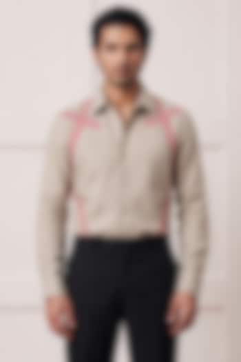 Beige Poly Matka Party Wear Shirt by Rohit Doshi at Pernia's Pop Up Shop