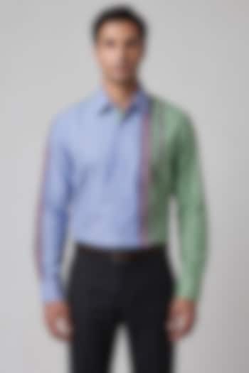 Blue Cotton Party Wear Shirting Fabric Party Wear Shirt by Rohit Doshi at Pernia's Pop Up Shop