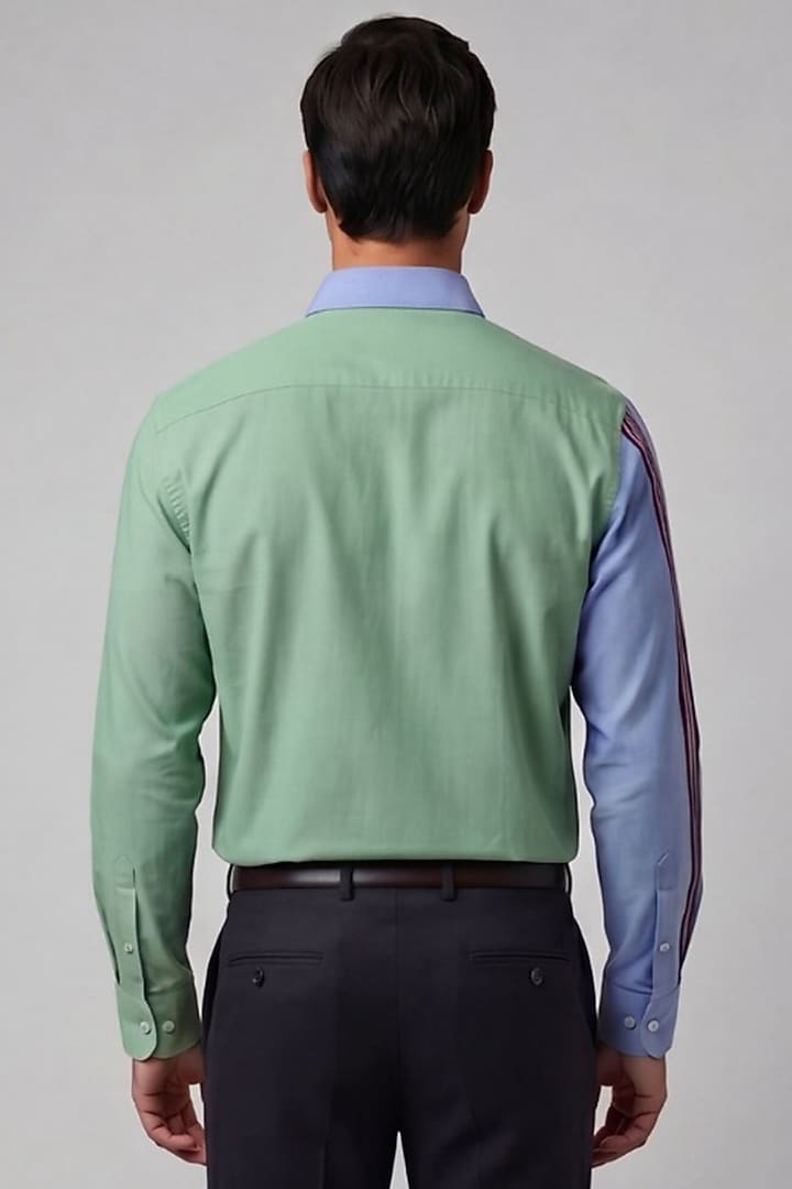 Blue Cotton Party Wear Shirting Fabric Party Wear Shirt by Rohit Doshi at Pernia's Pop Up Shop