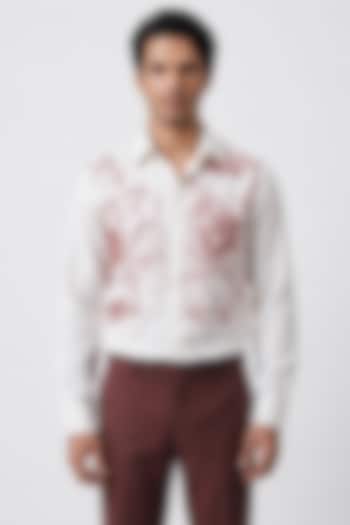 Ivory Poly Matka Party Wear Shirt by Rohit Doshi at Pernia's Pop Up Shop