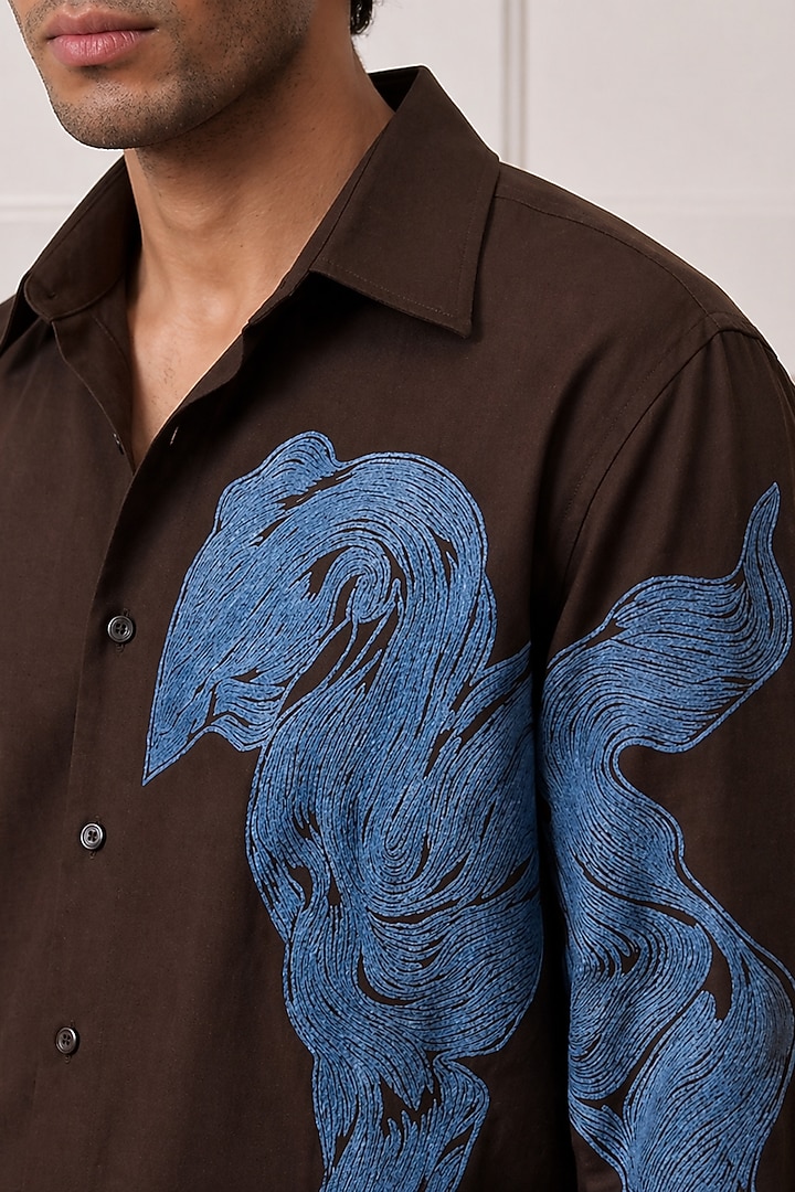 Brown Polyester Party Wear Shirt by Rohit Doshi at Pernia's Pop Up Shop