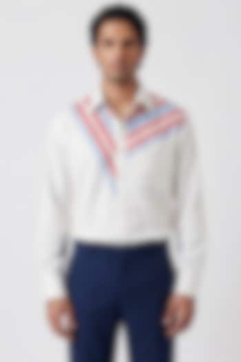 White Polyester Party Wear Shirt by Rohit Doshi at Pernia's Pop Up Shop