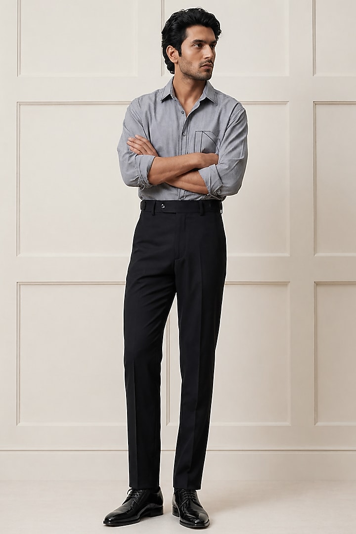 Grey Cotton Summer Shirting Fabric Summer Shirt by Rohit Doshi at Pernia's Pop Up Shop