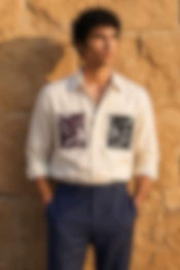 Off-White Polyester Party Wear Shirt by Rohit Doshi at Pernia's Pop Up Shop
