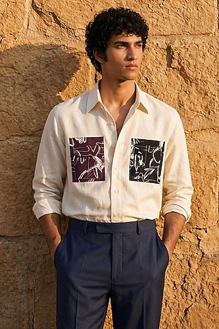 Off-White Polyester Shirt by Rohit Doshi