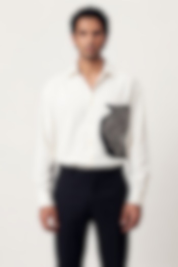 Off-White Polyester Party Wear Shirt by Rohit Doshi at Pernia's Pop Up Shop