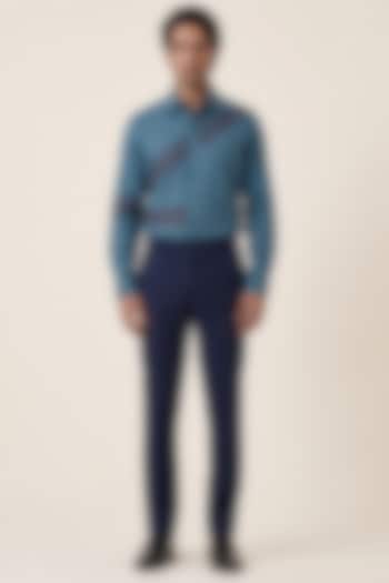 Petrol Blue Cotton Summer Shirting Fabric Summer Shirt by Rohit Doshi at Pernia's Pop Up Shop