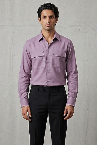Buy Lavender Flannel Shirt for men Online from Indian Designers 2026