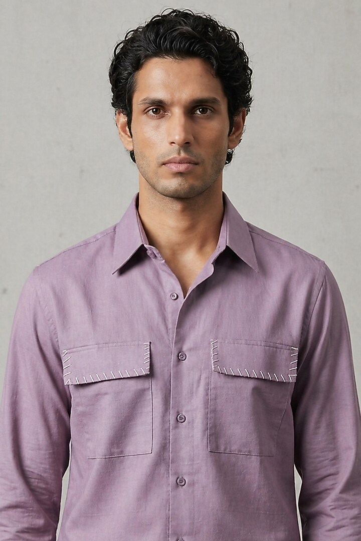 Mauve Cotton Summer Shirting Fabric Summer Shirt by Rohit Doshi at Pernia's Pop Up Shop