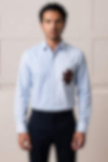 Blue Cotton Summer Shirting Fabric Summer Shirt by Rohit Doshi at Pernia's Pop Up Shop