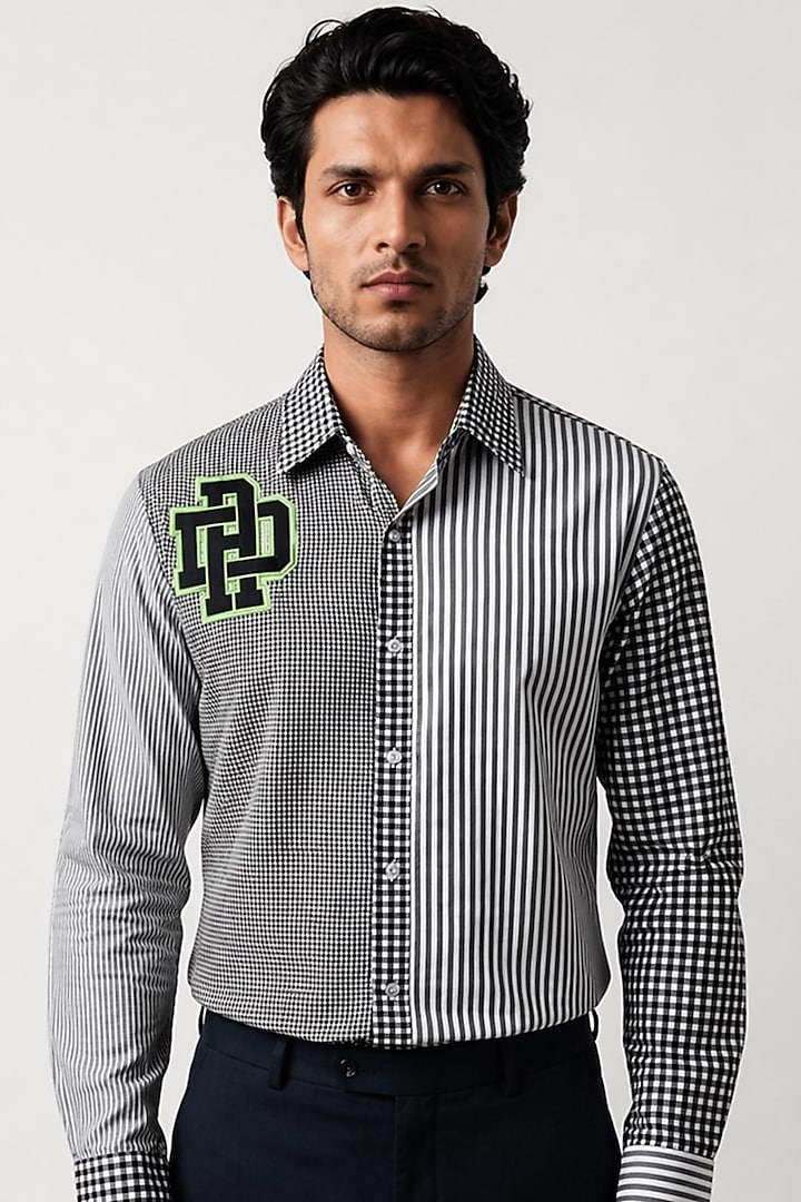 Black Cotton Summer Shirting Fabric Summer Shirt by Rohit Doshi at Pernia's Pop Up Shop